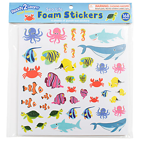 Ready 2 Learn Foam Stickers Sea Life 168 Stickers Per Pack Set Of 3 Packs -  Office Depot